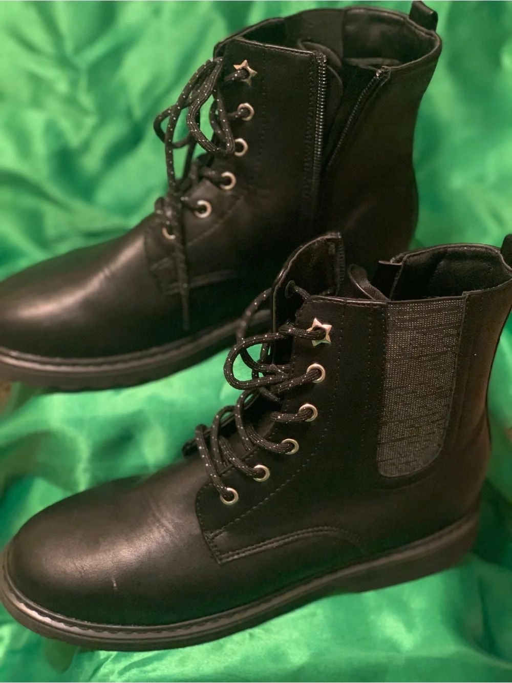 SO Roxana Girl’s Black Lace-Up Combat Ankle Boots